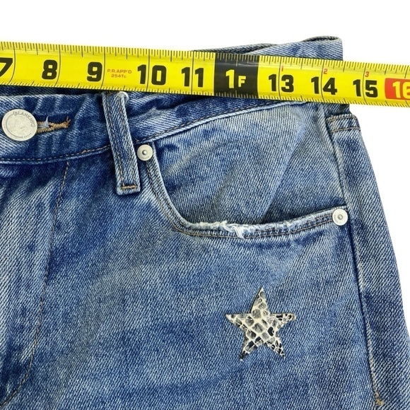 Blank NYC The Ludlow Crop Girlfriend Distressed Jeans with Star Patches Sz 27 - Picture 5 of 16